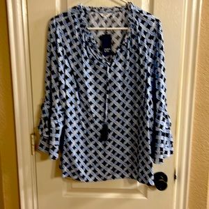 Crown & Ivy blouse with ruffle 3/4 sleeves